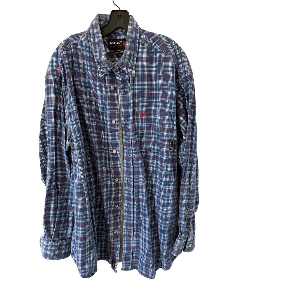 ARIAT FR Button Down Shirt Wrinkle Free Pinpoint Oxford Classic Fit Size XL